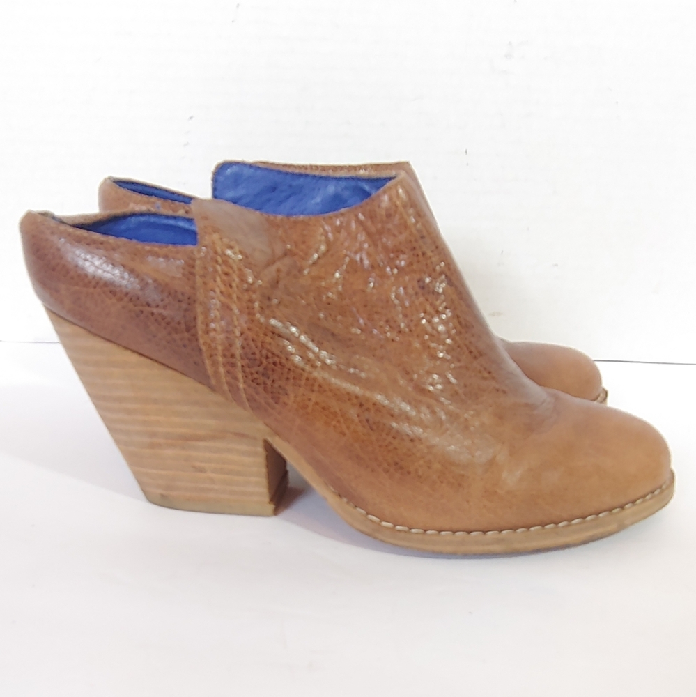 Jeffrey Campbell tan leather mule booties